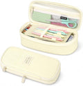 PUPTILY Pencil Case, Large Capacity Aesthetic Pencil Cases with Durable Zipper, Big Stationery Pencil Pouch for Women & Men, Adults Portable Storage Organizer Bag for College, Office, Travel (Beige)