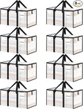 8 Pack Extra Large Heavy Duty Moving Bags, Clear Storage Bins with Lids, Reinforced Handles & Heavy-Duty Zippers Moving Boxes Storage Bags Totes for Clothes Packing, Dorms, College Supplies, Clear