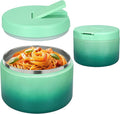 Pawtong 12oz Insulated Vacuum Food Jar with Buckle Lid Wide Mouth Soup Thermo for Hot Food Kids Leakproof Stainless Steel Lunch Container (Gradient Green, 12OZ)