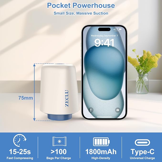 12 Pack Vacuum Bags for Travel with Pump for Clothing and Luggage | Rechargeable USB-C Pump, 3 Sizes, Space Saver Compression Bags for Suitcase, Carry-on, Flight and Closet Storage