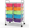 BECOMFORT 10-Drawer Rolling Cart with Drawers, Storage Cart on Wheels, Teacher Classroom Organizers with Metal Frame, Mobile Craft Cart, Trolley Utility Cart for School Office Play Room