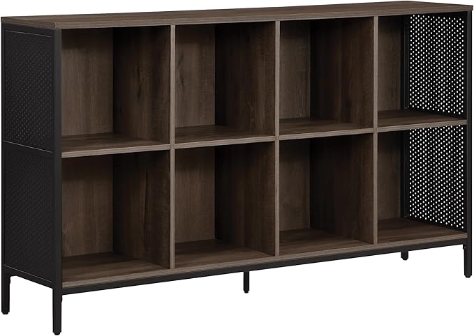 OSP Home Furnishings Ace Contemporary Modern Storage Bookcase with Shelves, 2- Shelves, 8 Cubes, Ozark Ash Finish