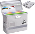 BALEINE Fireproof Document Box with Lock, Portable Fireproof Document Bag Waterproof Fire Proof File Boxes for Documents, File Organizer Box for Important Paperwork (Silver, 12.5''x10.5''x6'')
