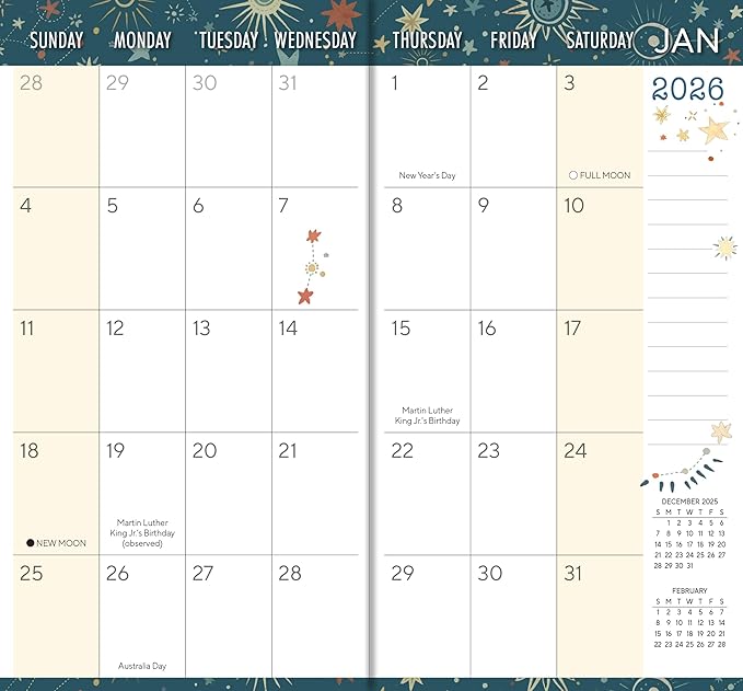 2026 Monthly Pocket Planner, 2-Year Calendar Book (24-Month): January 2026 – December 2027, Purse Size 6.5" x 3.5", Galaxy