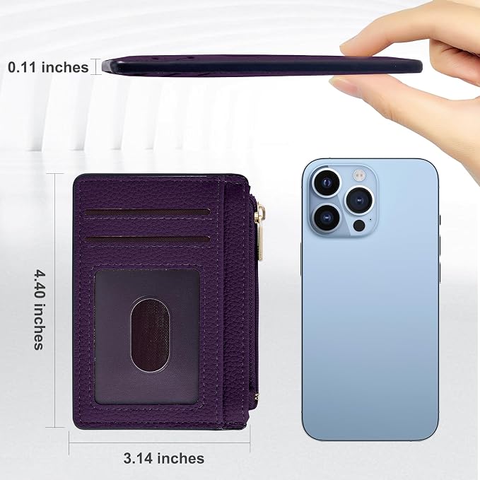 Tipmile Womens Credit Card Holder Wallet, Small Slim RFID Blocking Sleeve | Mini Tiny Cute ID Case, Minimalist Zipper Pocket Wallet, Thin Coin Purse, Mothers Gift