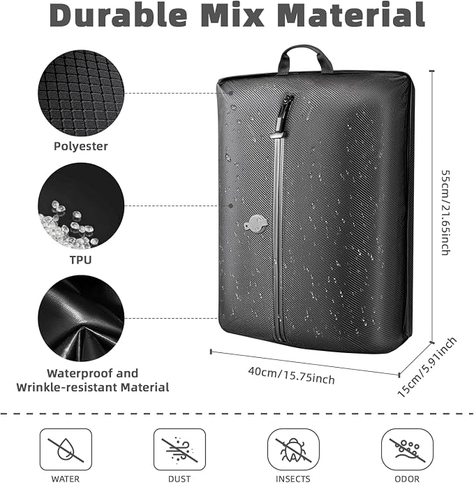Vacuum Bags for Travel with Wireless Pump, Compression Seal Bags for Clothing Space Saver 33L Professional IP67 Reusable Packing Organizers for Luggage, Suitcases and Backpack(2PC+1 Pump)