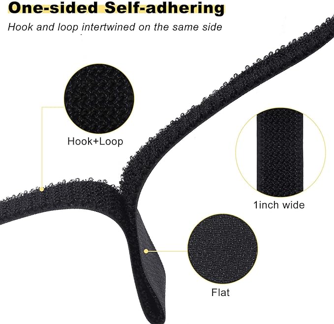 YMCRLUX 1"x16ft Hook and Loop Straps with 25 Metal Buckles, Adjustable Fastening Cable Straps, Cut-to-Length Cinch Strap, Reusable Nylon Securing Cord Ties for Organizer or Storage, 1 inch Wide, Black