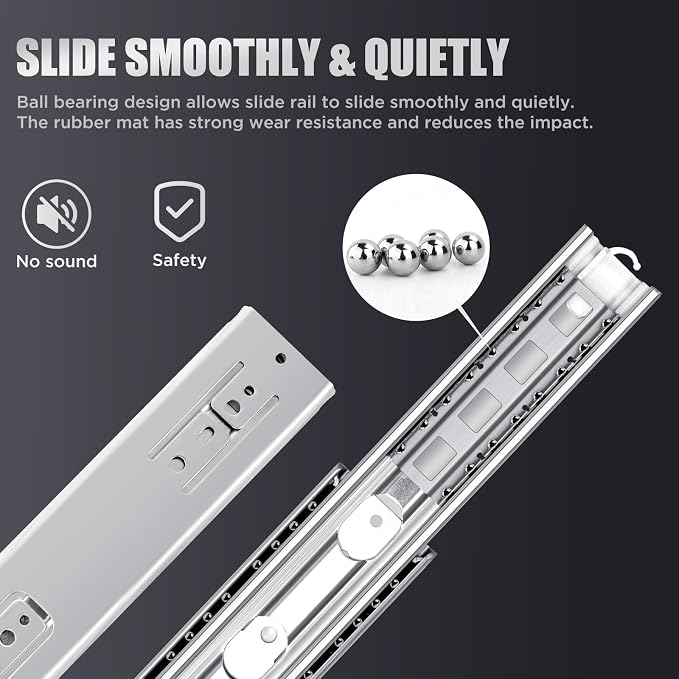 SLIDEWAY 200 Lbs Heavy Duty Drawer Slides 1 Pair 8 10 12 14 16 18 20 22 30 32 40 Inch Full Extension Ball Bearing Sliding Rails Cabinet Runners Tracks Tool Box Glides-40