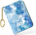Nipichsha Women's Slim Leather RFID Wallet, Light Luxury Blue, 4.33 x 3.15 in
