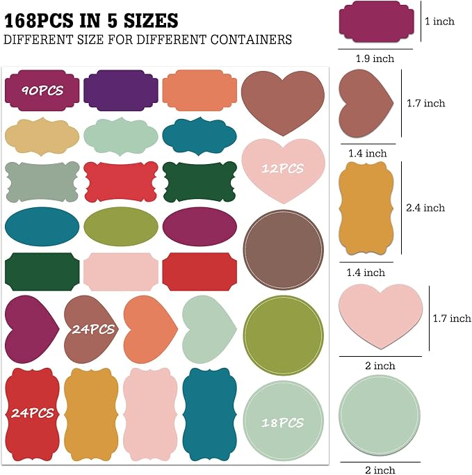 Colored Chalkboard Labels: 168 Premium Stickers + 2 Chalk Markers-Waterproof Removable Reusable Chalkboard Stickers,Perfect for Decorating Your Mason Jars Pantries Crafts and Offices
