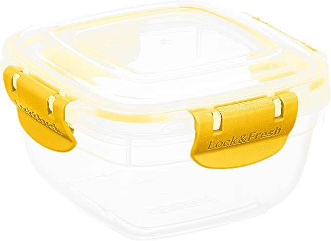 Superio Plastic Food Storage Container with Airtight Lid- 16 Oz, BPA Free, Leakproof, Stackable, Microwave, Dishwasher and Freezer Safe, Yellow