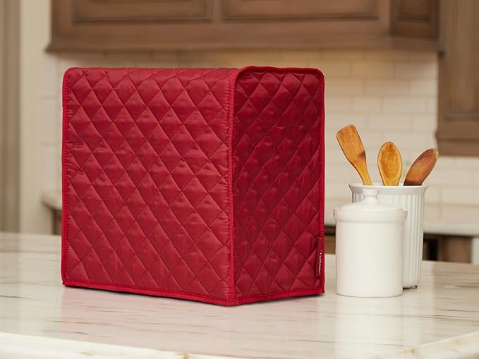 Covermates Keepsakes Rectangular Appliance Cover – Quilted Kitchen Appliance Cover for Countertop Storage – Dust Protection – Stain Resistant – Washable – Slip-On Appliance Design, Red