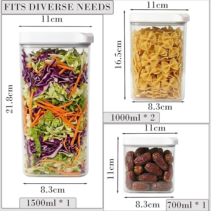 BARRYSAIL Vacuum Sealed Food Storage Containers with Pump – Airtight, Keeps Food Fresh, Prevents Bacteria – Ideal for Grains, Coffee, Snacks & dog food storage container(4-Piece Set)