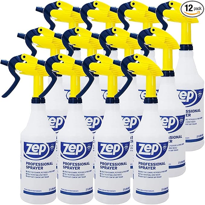 Zep Professional Sprayer Bottle - 32 oz (Case of 12) - HDPRO1 - Versatile Adjustable Nozzle Spray Bottles with a Fine Mist or Powerful Spray, Refillable for Diluted Concentrate