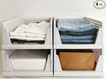 4 Pack Stackable Collapsible Closet Organizer - Sturdy PP Plastic Clothes Storage Bins, Easy to Assemble Space-Saving Organizers for Clothes, Coats, Towels, Toys, RV/Camper Small Spaces