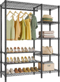 VIPEK V7S Clothes Rack Heavy Duty Max Load 720lbs, Garment Rack with 7 Tiers Adjustable Shelves Portable Closet Metal Sturdy Wardrobe Storage System for Walk-in Closet (Black)