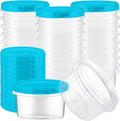 Sieral 36 Pack 8 oz Freezer Containers with Lids Reusable Deli Freezer Storage Containers Stackable Plastic Thick Twist Top Jars for Takeout Food Round Wide Mouth Lunch Snack (Sky Blue)