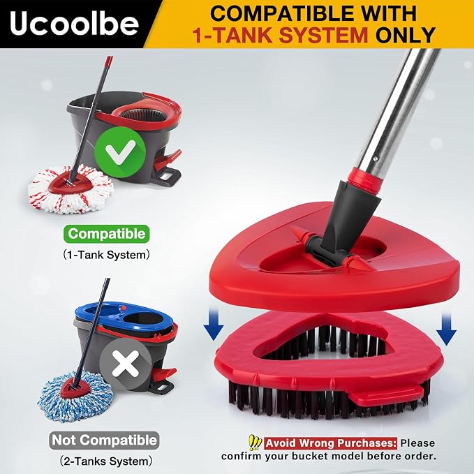 Spin Mop Scrub Brush for O-Cedar EasyWring 1-Tank Mop Head, Stiff Bristle | Scrub brush head only; handle/base not included. Not for RinseClean 2-Tank. Nylon bristles clean tile, grout, tubs & decks.