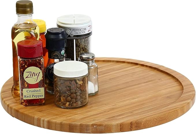 YBM HOME Bamboo Lazy Susan Single Turntable (20", 6)