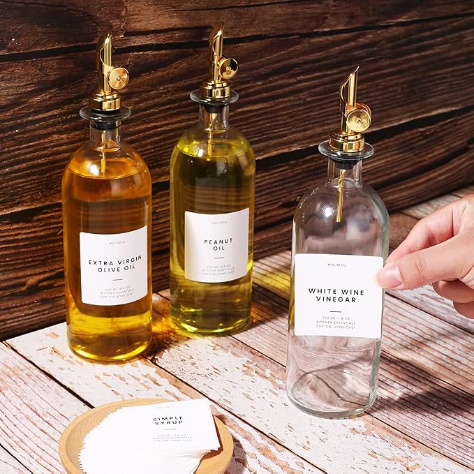 MoliMoli Minimalist Labels, Pantry, Organization, Oil, Cooking Sauce and Wine and Coffee Syrup Labels for Kitchen