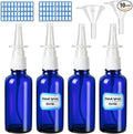 8 Pcs Nasal Spray Bottle, 50ML/1.76OZ 4Pcs Glass Empty Blue Nose Nasal Spray Bottles Refillable with 2 Funnels and 2 Labels