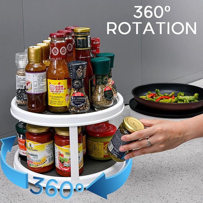 12" Acrylic Clear Lazy Susan Turntable | Steel Ball Bearing for 360-Degree Rotation,Durable Plastic Turntable for Tables Top,Cabinets,Spice Racks