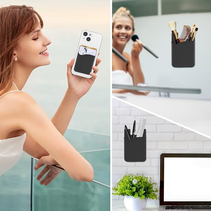 SHANSHUI Card Holder for Phone Case, 6 Pack Phone Card Holder for Back of Phone Wallet Stick on Compatible for iPhone & Almost All Smartphones