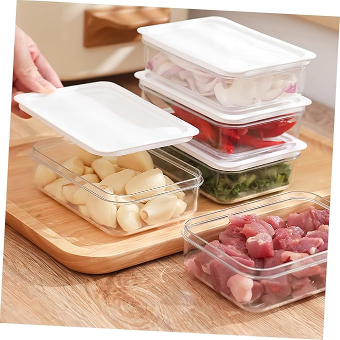 2Pcs Wear-resistant Refrigerator Food Containers with Lids Transparent Rectangular Preservation Boxes for Meat Storage and Fruit Organization Space-saving Kitchen Fridge Organizer