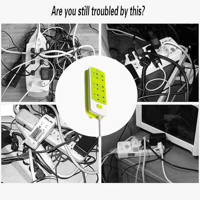 12PCS Power Strip Holder, Adhesive Punch-Free Socket Holder, Self Adhesive Socket Desktop Fixer, Cable Management Punch Free Surge Protector, Desktop Mobile Socket Holder Wall Mount and 8 Cable Clips