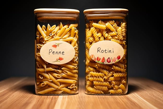 MONEST (500pc/Roll) 2" Stickers for Jars and Lids | Pantry, Mason Jar, Canning, Spice, and Bottle Labels (Red Tulip 2x3)