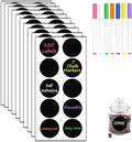HERDIN Round Chalkboard Label Stickers, 120-Pc Set with 7 Markers | 120 Labels, 7 Markers, Round Shape, 5 x 5 cm, Waterproof Writing Surface, Pantry Jars, Food Containers, Storage Bins