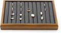 Oirlv Dark Grey Wood Jewelry Tray for Ring Display & Storage | Solid wood base with microfiber lining, multi-compartment design, ideal for jewelry display, ring storage & shop showcase