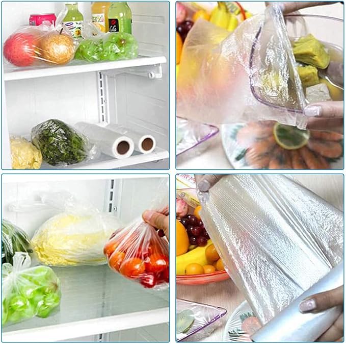 LabelMore 12'' x 16'' Plastic Produce Bags on a Roll, Clear, Food Storage Bags for Bread, Vegetable, Fruits and Meat, 350 Bags/Roll