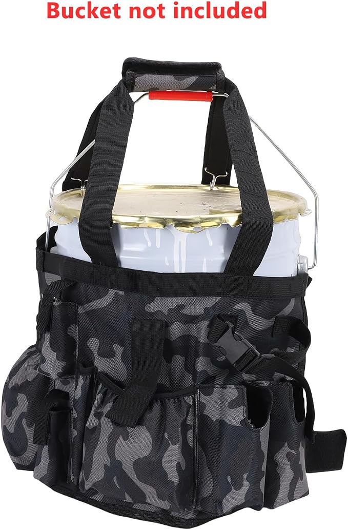 Fishing Bucket Backpack Fishing Bucket Organizer with Multi Pocket Fishing Gear and Accessories Organizer Suitable 5 Gallon Bucket Multi-functional Tool Bucket Bag for outdoor