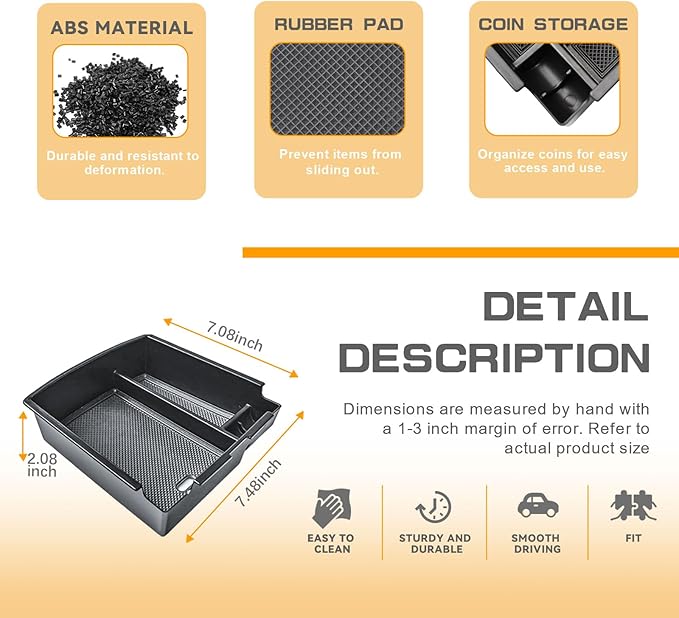 TACOBRO Custom-Fit Center Console Organizer Tray for 2025 2026 Hyundai Tucson Compatible with Gas Limited, Hybrid and Plug-in Hybrid Models, Fit Shift by Wire Mechanism on the Steering Column Only