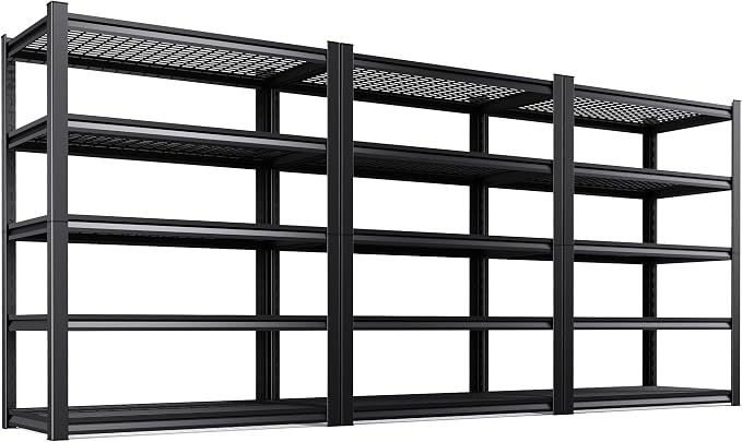 Set of 3 71"H Garage Shelving-3000LBS 5 Tier Storage Shelves,Adjustable Heavy Duty Metal Shelving Unit and Storage Large Wire Rack,Utility Steel Shelf For Shop Warehouse Industrial Pantry 71"x35"x16"