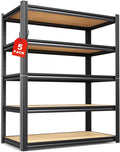 Set of 5 71"H-35"W-16D Garage Shelving-2050LBS 5 Tier Storage Shelves,Adjustable Heavy Duty Metal Shelving Unit and Storage Large Rack,Utility Steel Shelf For Shop Warehouse Industrial Pantry Basement