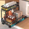 Upgrade Under Sink Organizer for Bathroom Kitchen, 2 Tier Cabiner Slide Out Shelves Basket Stable Carbon Steel Shelf Storage for Home, Laundry Room