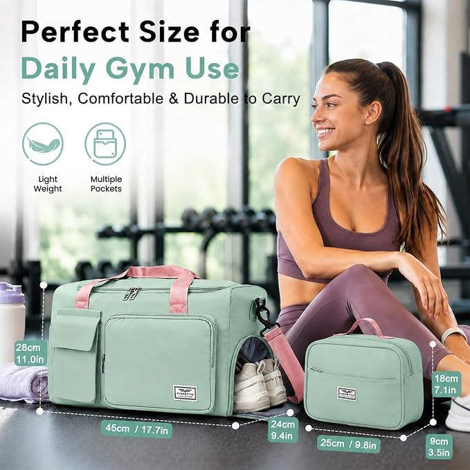 FIORETTO Women's Gym Duffle Bag with Shoes Compartment, 30L Capacity, Ideal for Travel, Gym, Sports, Duffel, Weekender