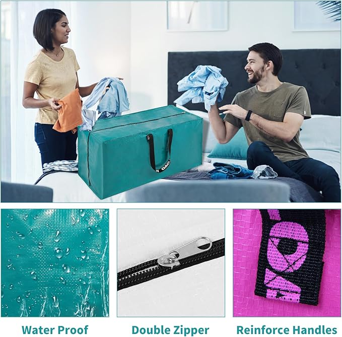 Purple Moving Bags - 20 Pack Extra Large Heavy Duty Storage Bags With Zipper & Reinforce Handles | 29x14x13 Inch Moving Tote Bags Bulk For Clothing, Shoes, Travel