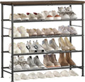 SUOERNUO Shoe Rack Organizer 5 Tier for Closet Entryway Free Standing Metal Storage Shoe Shelf with MDF Top Board，Black+Rustic Brown
