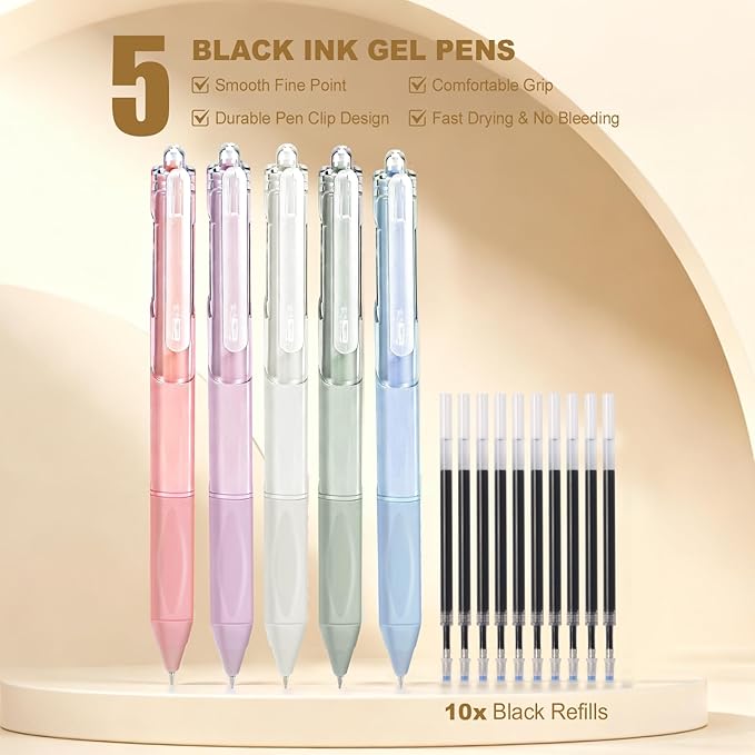 58 PCS Aesthetic School Supplies with Cute Pencil Case,12 Pastel Highlighters, 5 Gel Pens Black Ink，9 Mechanical Pencils for，Student Stationary，CollegeEssentials Gifts (Purple)