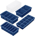 Silicone Freezer Trays with Lid (4-Pack), 1-Cup, 2-Cup, 1/2-Cup & 2-Tbsp Silicone Freezer Molds, Stackable Soup Freezer Meal Prep Containers,Ice Cube Tray for Making Sauce,Smoothies,Yogurt Bites