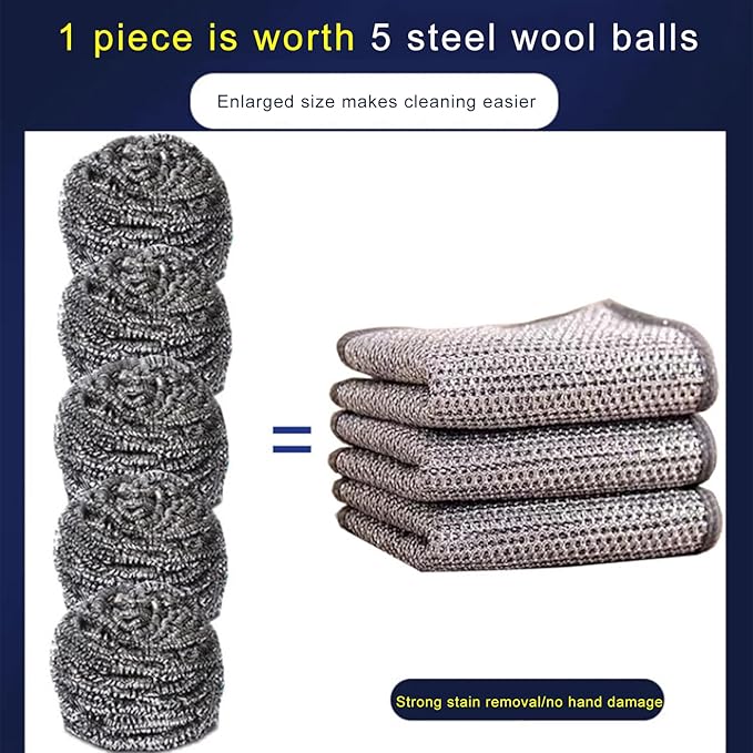 2024 New Non Scratch Wire Dishcloth, Cleaning Cloth，Soft Wire Dishwashing Rags Safe for Non-Stick Cookware, Scrubs & Cleans for Dishes, Sinks, Stove Tops, Easy Rinsing, Durable
