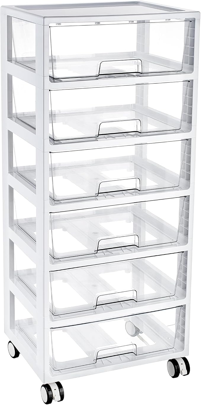Vtopmart 6-Tier Rolling Cart with Deep Drawers, Clear Plastic Storage Organizer for Art & Craft Supplies, Toy, Office, Classroom, Bedroom, Bathroom