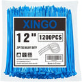 XINGO 12 Inch Blue Zip Ties 1200 PCS, 75 LBS Ultra Strong Tensile Strength, UV Resistant Cable Ties, Self-locking Plastic Ties for Indoor and Outdoor Use