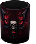 Leather Pen Holder for Desk, Skull Butterfly Pencil Cup Pen Organizer Makeup Brush Holder for Office Home Kids Countertop Desk Accessory Storage