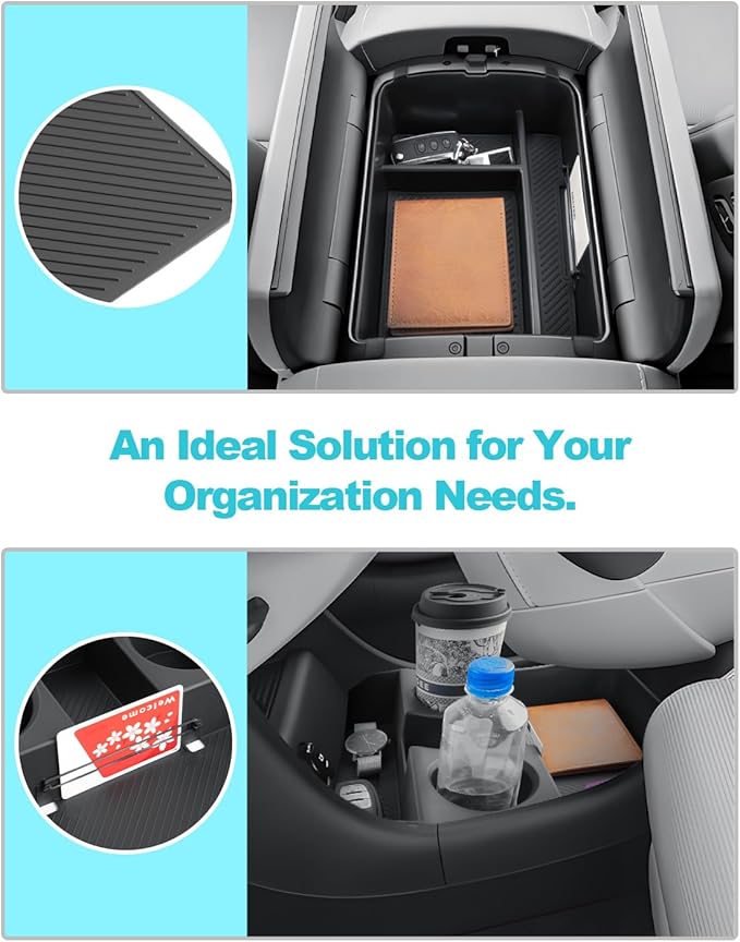 CDEFG 3Pcs for 2026 Hyundai Palisade Center Console Organizer for 2026 Hyundai Palisade Accessories Middle Console & Lower Console Storage Box & Cup Holder(Only for Split Armrest)