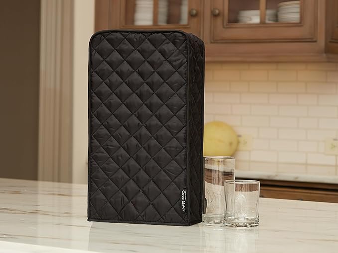 Covermates Keepsakes Square Appliance Cover – Quilted Kitchen Appliance Cover for Countertop Storage – Dust Protection – Stain Resistant – Washable – Slip-On Appliance Design, Black