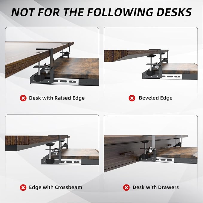 ETHU Keyboard Tray Under Desk, Ergonomic Corner Keyboard Tray with 180° Adjustable C Clamp for L Shape Desk 26.77" X 12.2" Easy to Install, Computer Keyboard Stand for Home and Office(Wood)